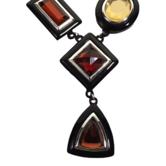 Unique Geometric Necklace & Bracelet Set With Amber & Citrine Lookalikes Fashion - Picture 2 of 11